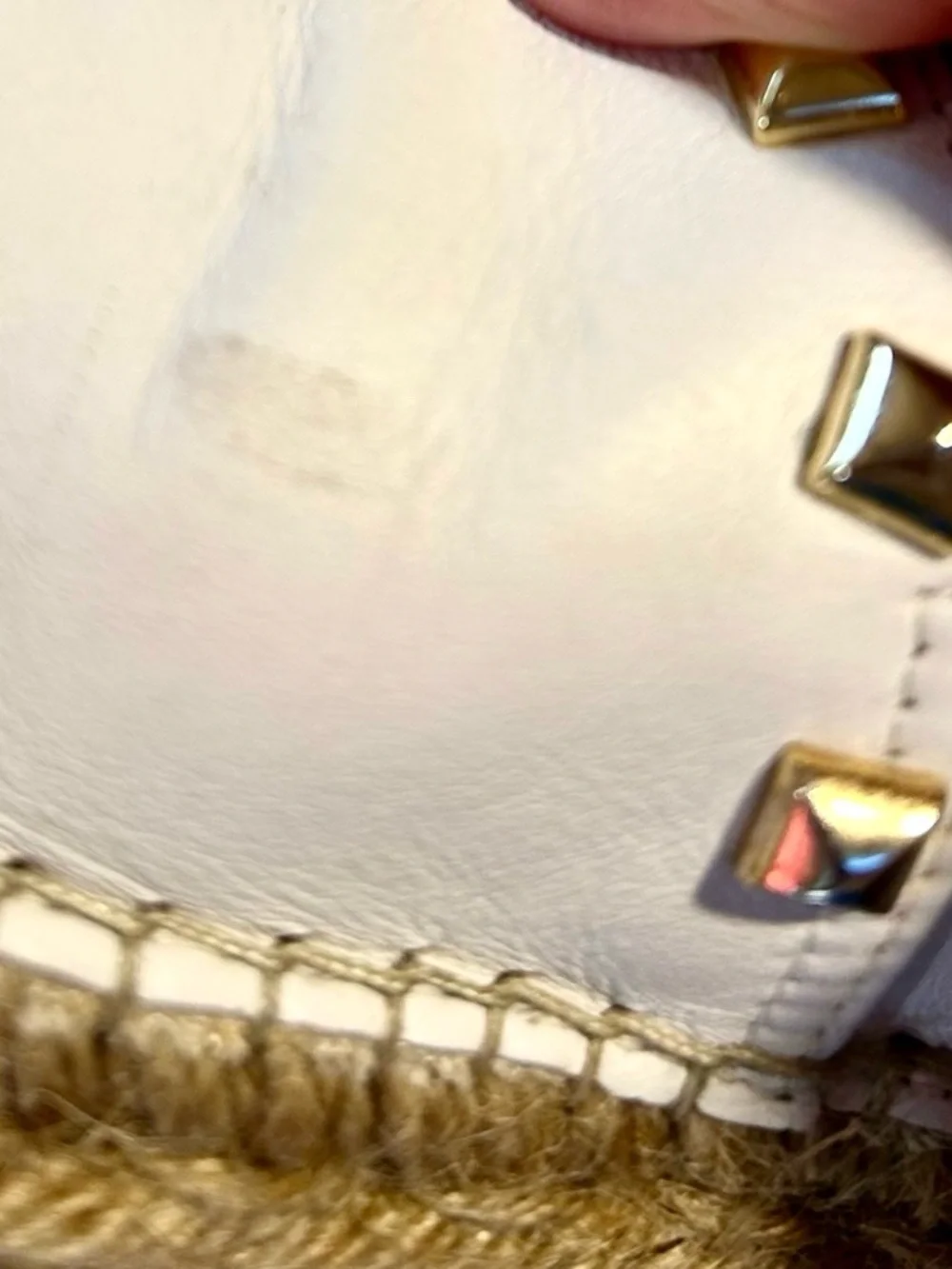 💥Vidorreta Made in Spain White Leather Studded Espadrille Flats EU 37 US 6.5💛